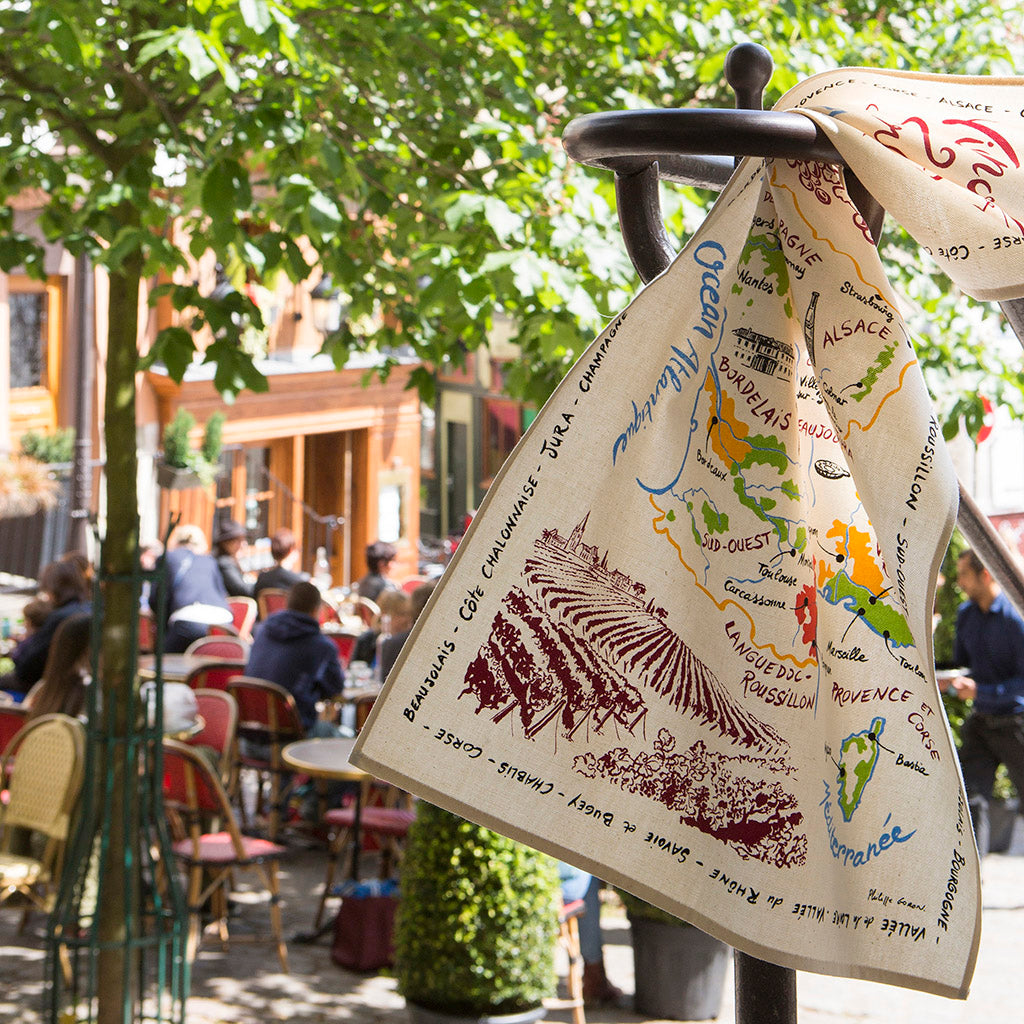 French Wine Map Tea Towel by Torchons et Bouchons