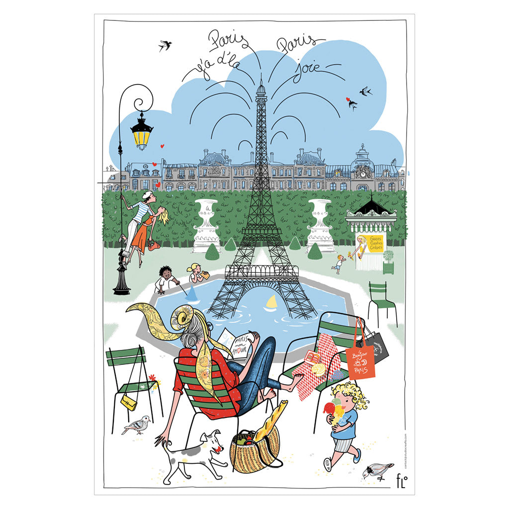 Parisian Gardens (Les Jardins Parisiens) Cotton Tea Towel by Winkler Torchons & Bouchons
