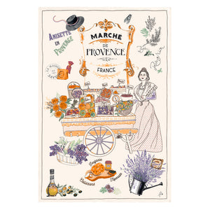 Provence Markets (Marches de Provence) Cotton Tea Towel by Winkler Torchons et Bouchons