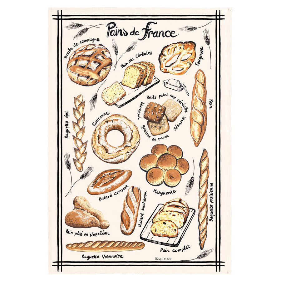 Pains de France (Breads of France) Cotton Tea Towel by Winkler Torchons et Bouchons