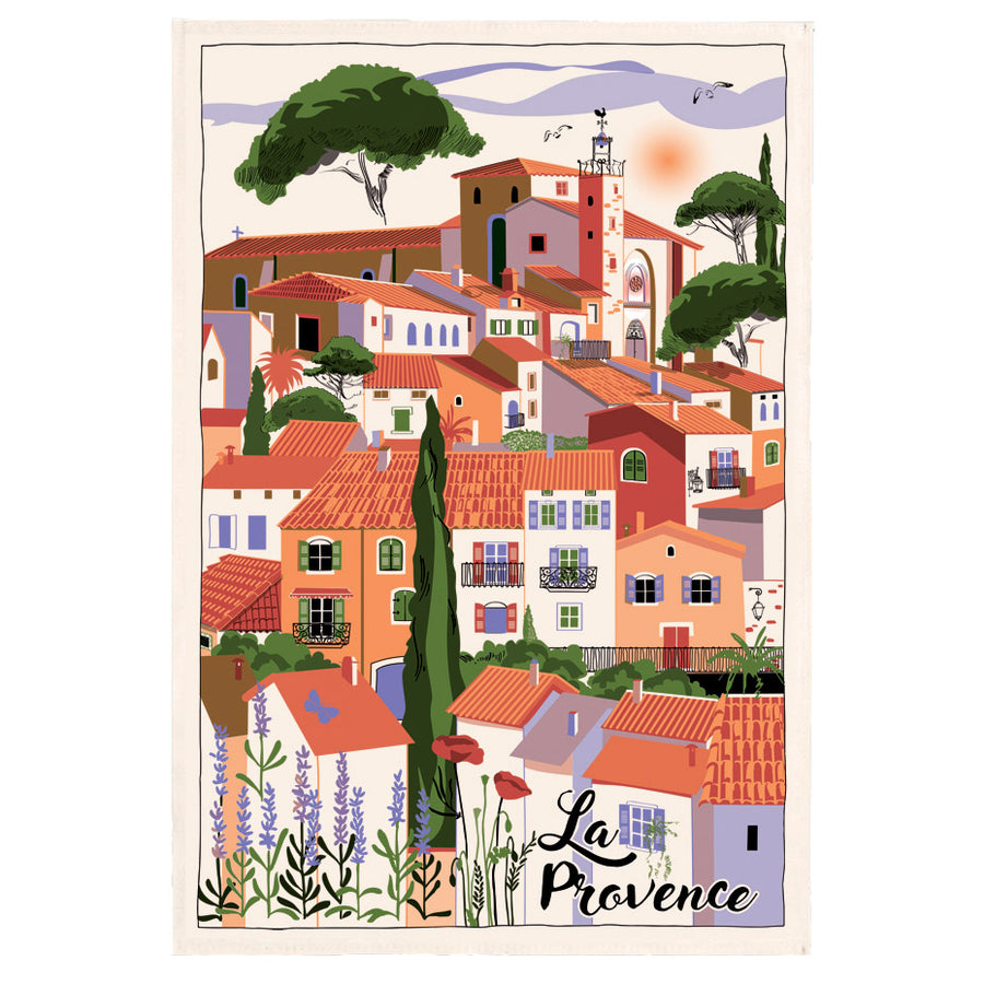 Provence Village Tea Towel by Torchons et Bouchons