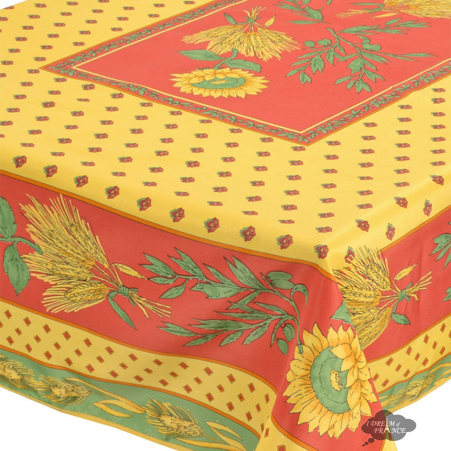 Tournesol Red/Yellow French Provencal Tablecloth - 59x90" Rectangular