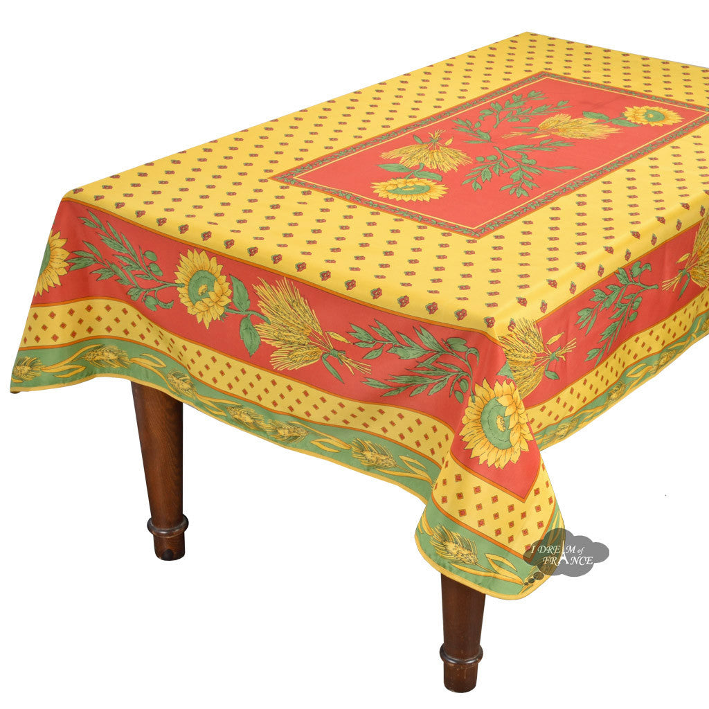 Tournesol Red/Yellow French Provencal Tablecloth - 59x90" Rectangular