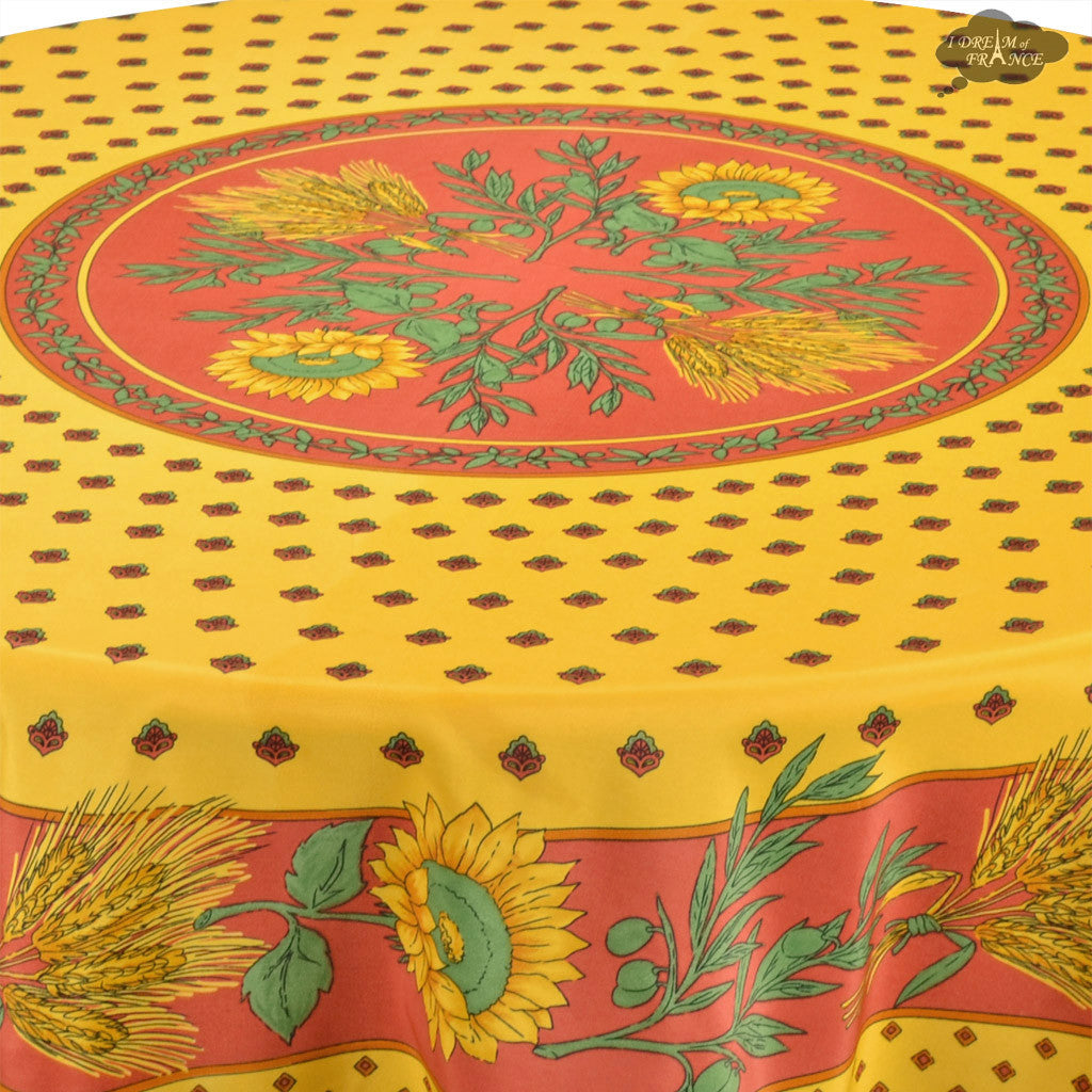 Tournesol Red/Yellow French Provencal Tablecloth - Round