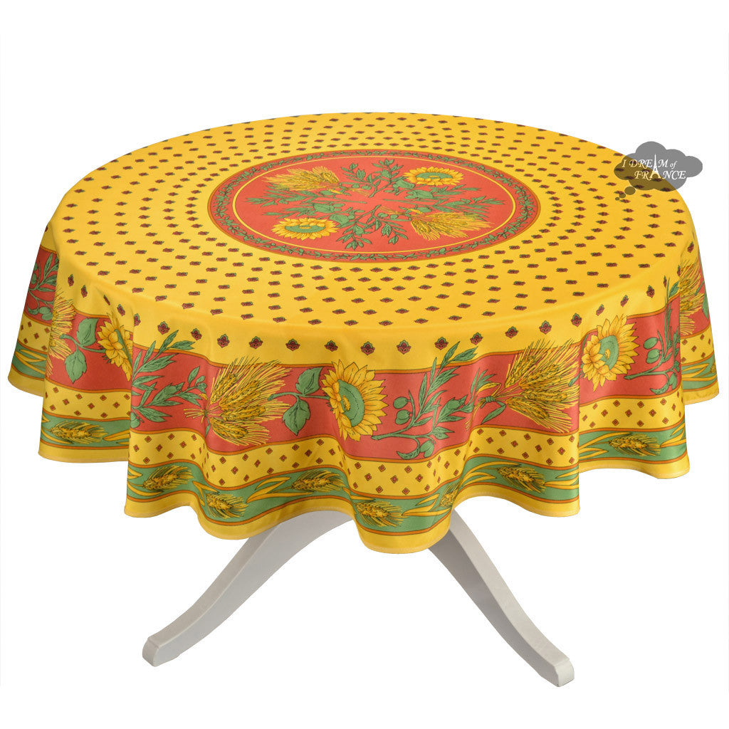 Tournesol Red/Yellow French Provencal Tablecloth - Round