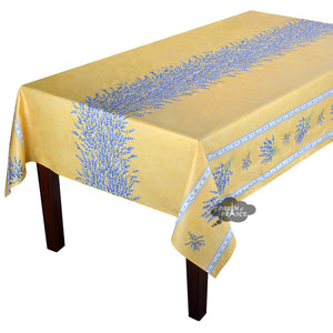 60x120" Rectangular Valensole Yellow Double Border Coated Cotton Tablecloth by l'Ensoleillade