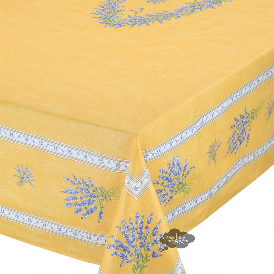 60x 96" Rectangular Valensole Yellow Coated Cotton Tablecloth by l'Ensoleillade
